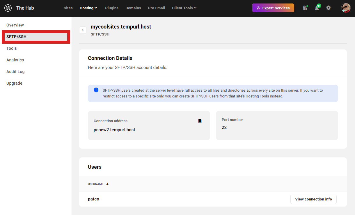Allows the team member view-only access to any server’s SFTP/SSH screen