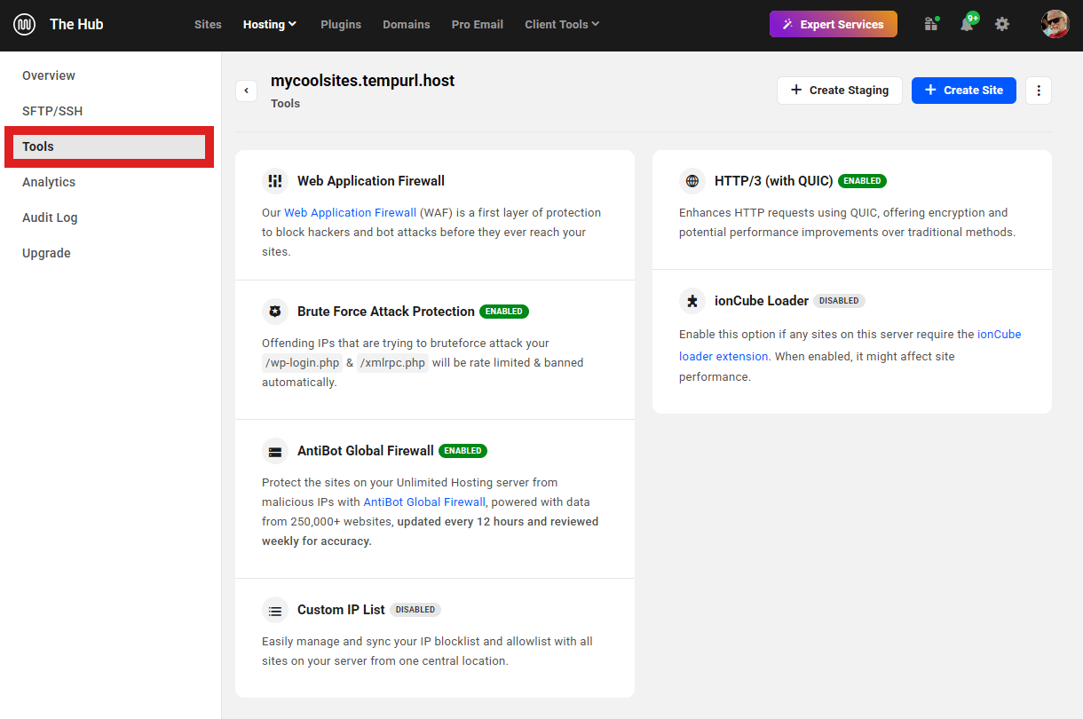 Allows the team member view-only access to the Tools screen of any server