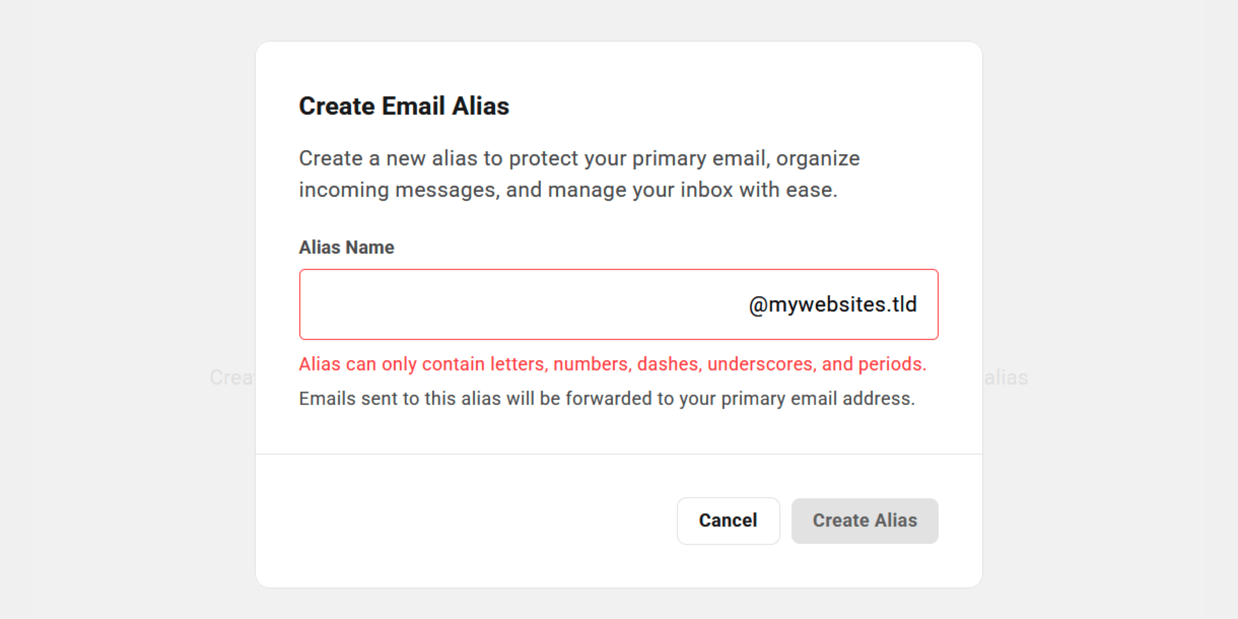 Enter email alias