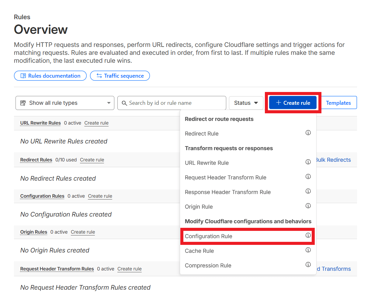 Create a configuration rule at Cloudflare