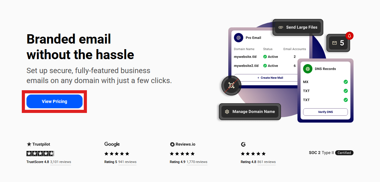 Add your first email domain and email account