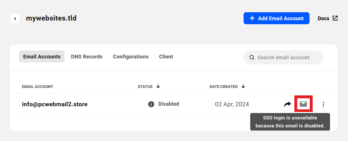 SSO disabled for a disabled email account