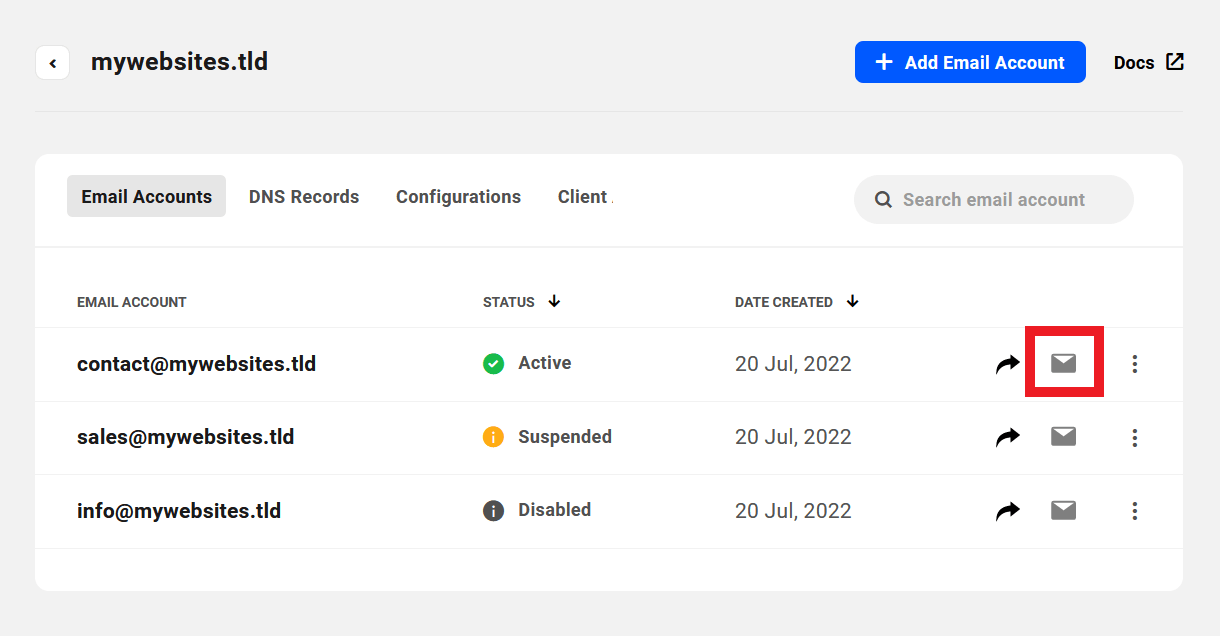 Access pro email account from the Hub