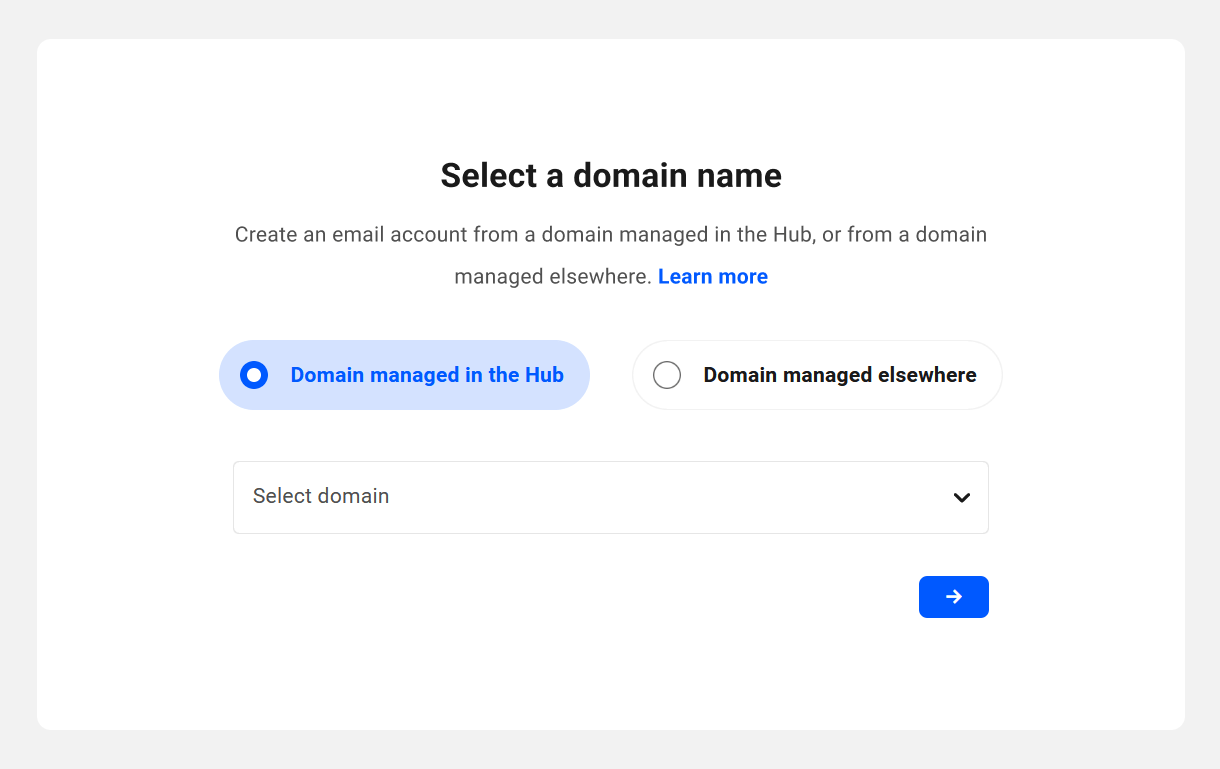 Select an email domain