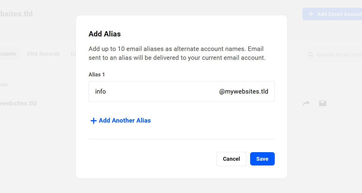 Add alias addresses to a pro email account