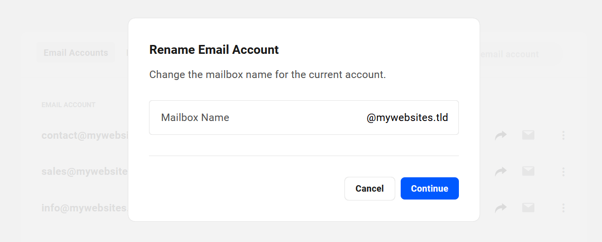 Rename a pro email account