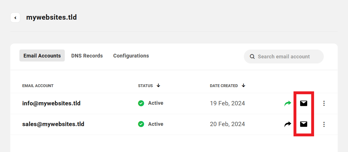 Client view of Pro Email login shortcut in the Hub