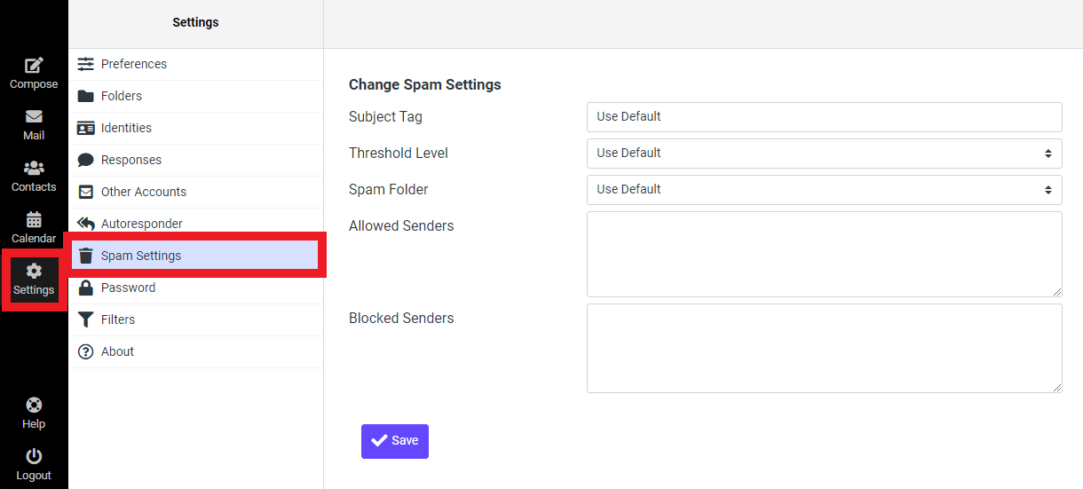 Add an allowed sender in the Pro Email interface