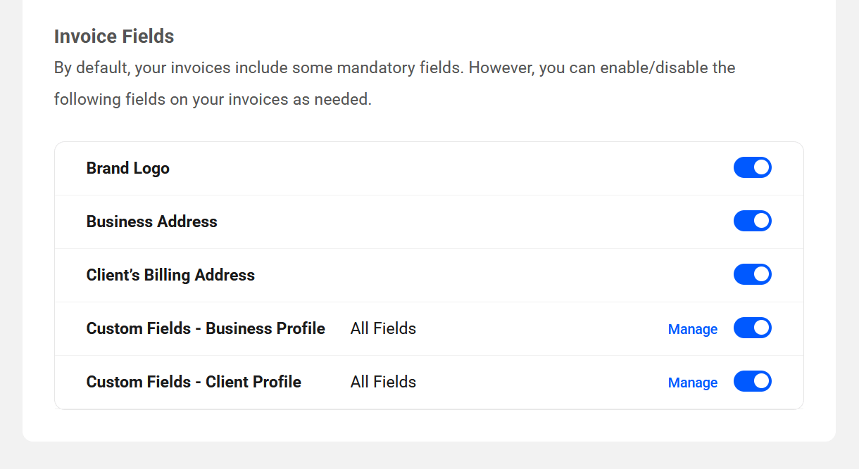 Add optional fields to invoices in Client Tools
