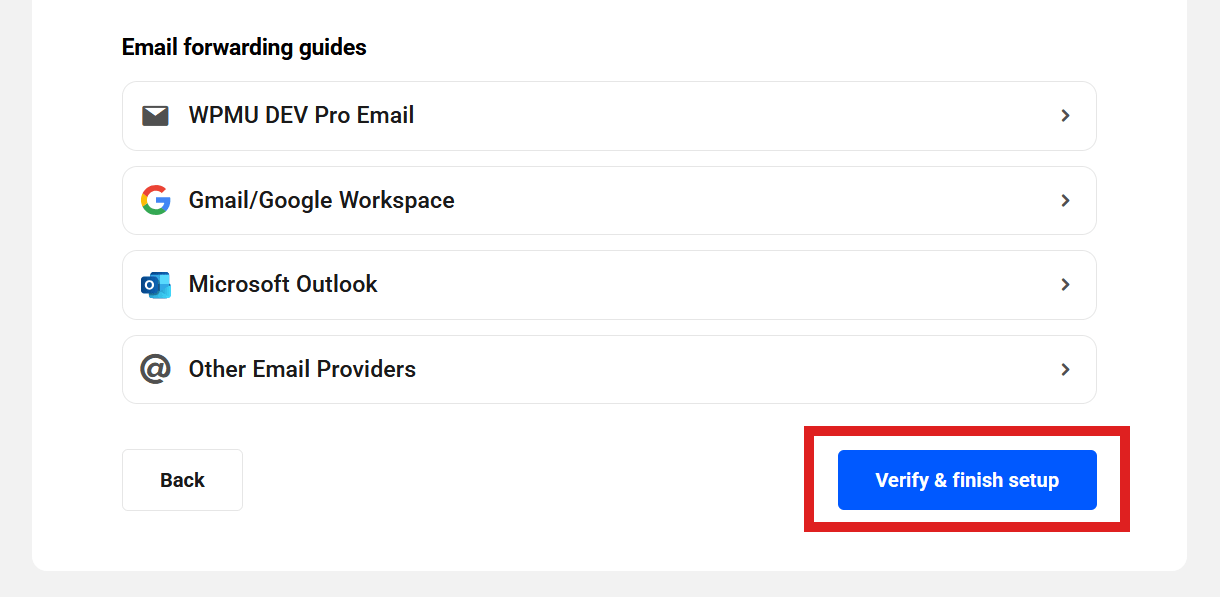 Verify a forwarder for your branded support email address