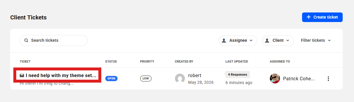 Ticket created via email