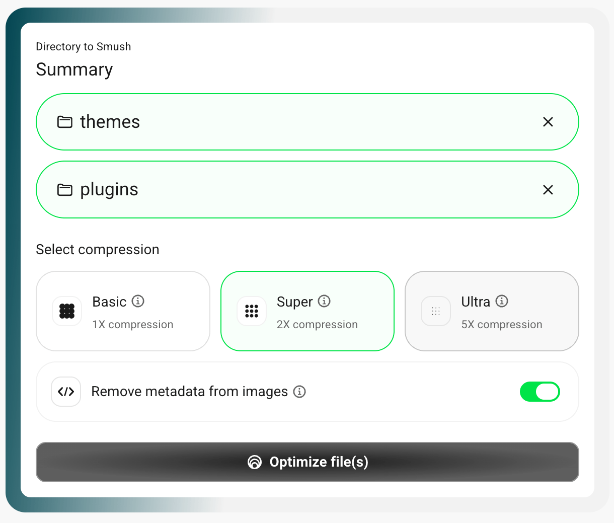 Directories to Smush panel]