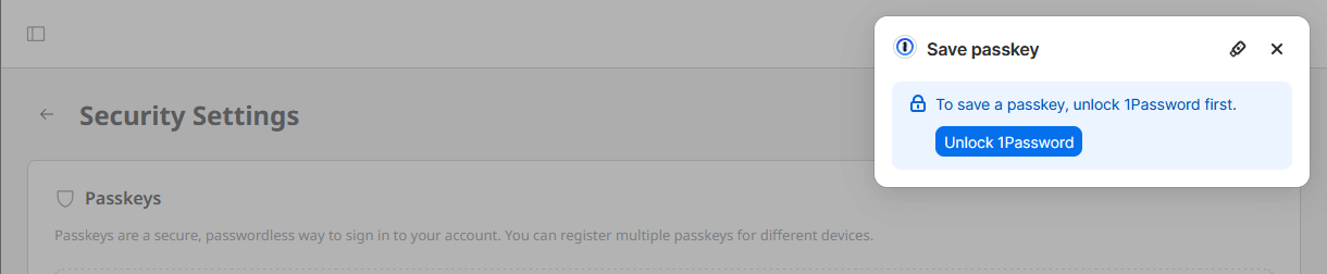 Save an EmDash passkey to a password manager