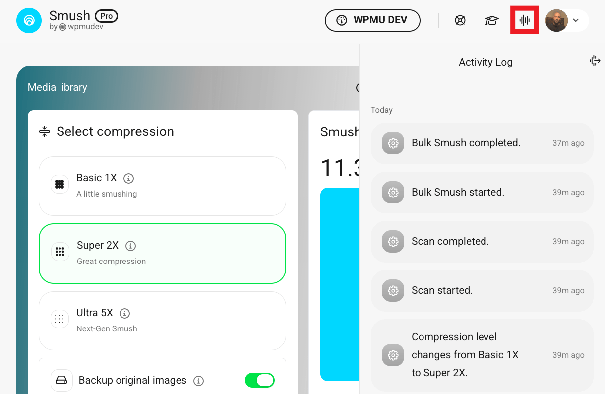 Activity Log sidebar