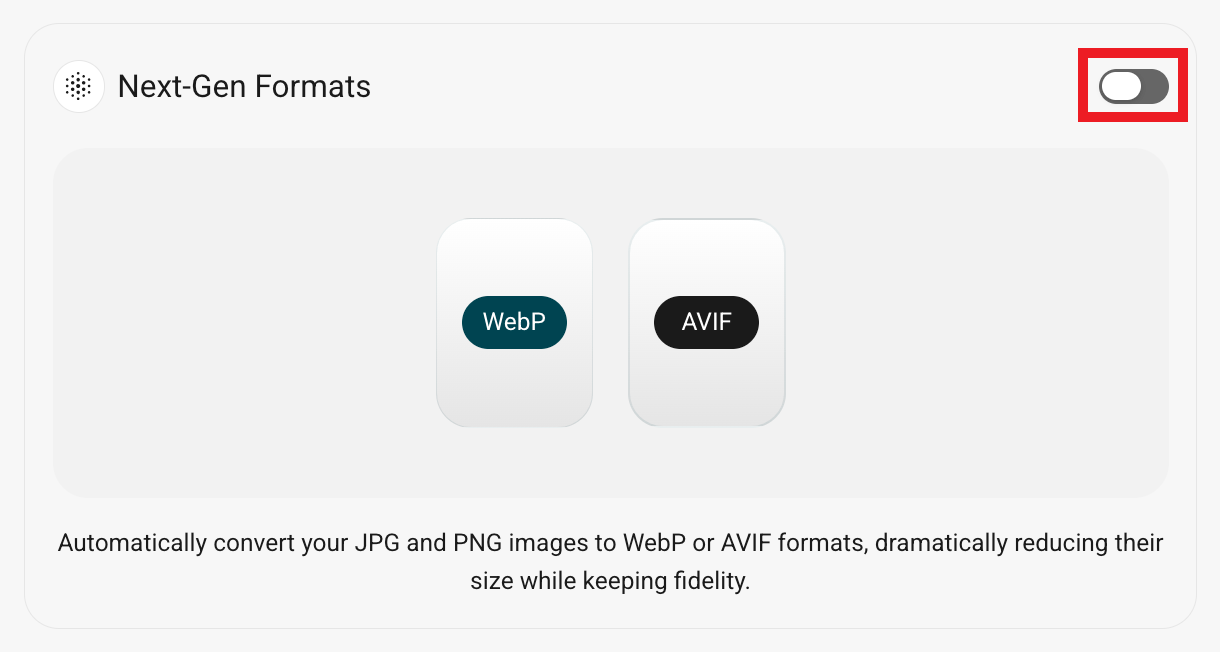 Enable the Next-Gen Formats feature in Smush