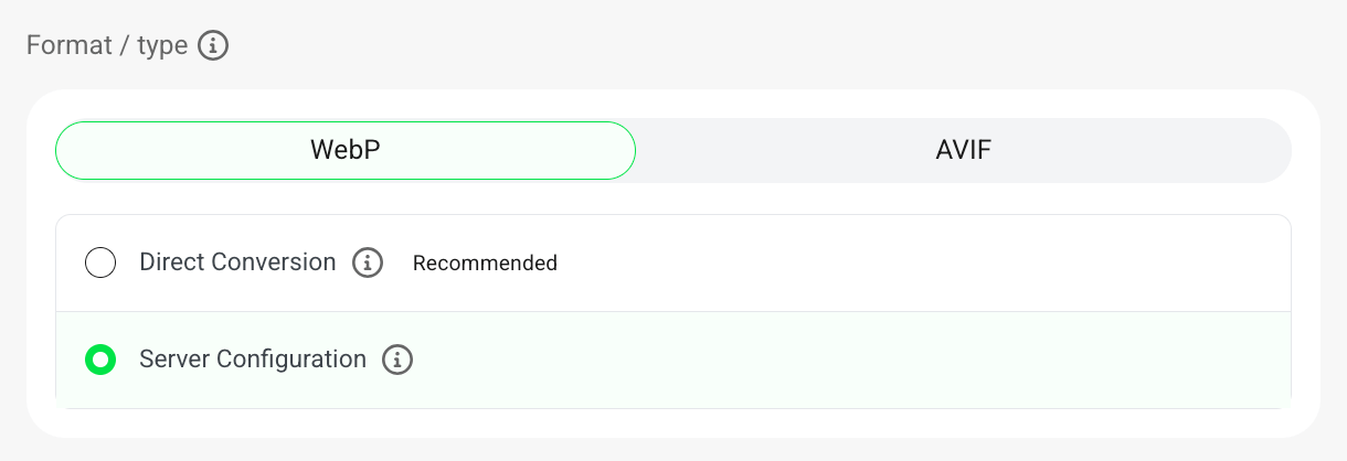Smush WebP server conversion method