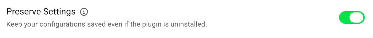 Preserve Settings toggle